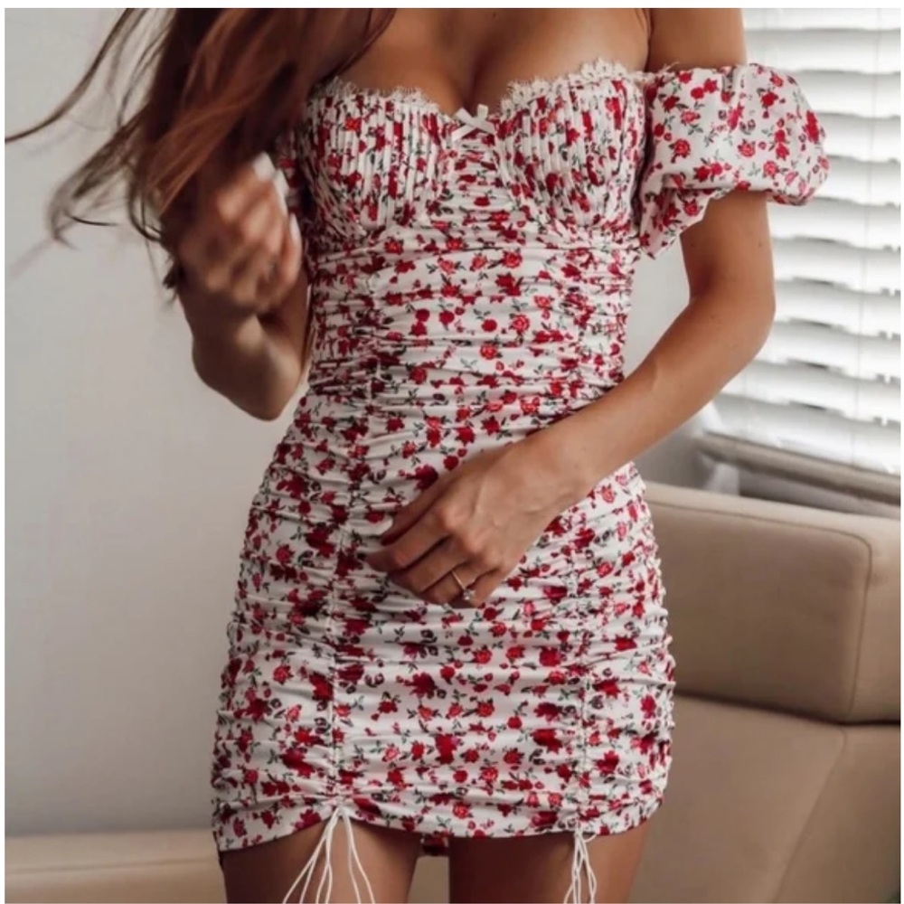 NWT For Love And Lemons Melrose Corset Ruched Mini Dress Size Small